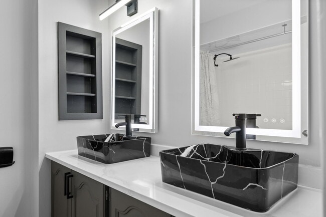 Master Bath -New custom stone-top vanities - 412 Egret Ln