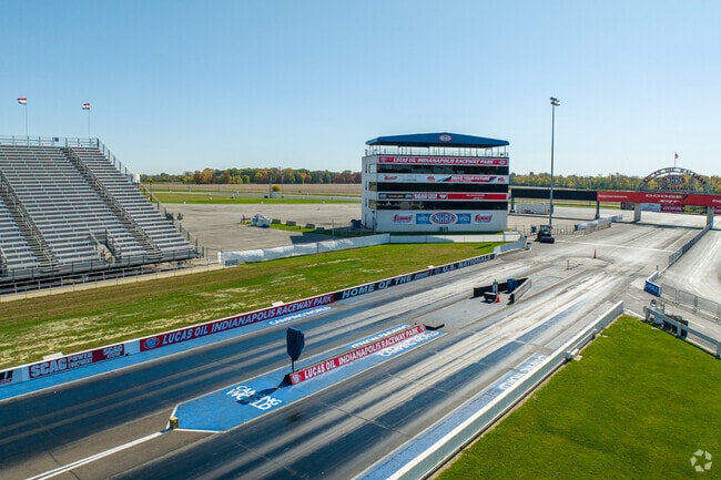 The start of the drag strip at Lucas Oil Raceway Park in Brownsburg.