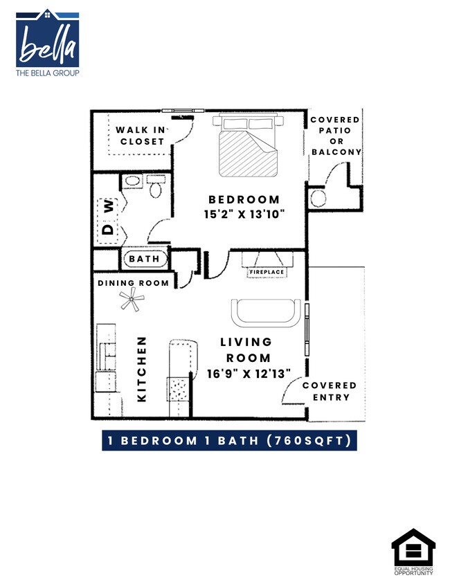 Plano de planta 1 x 1 - Pusch Ridge Apartment Homes