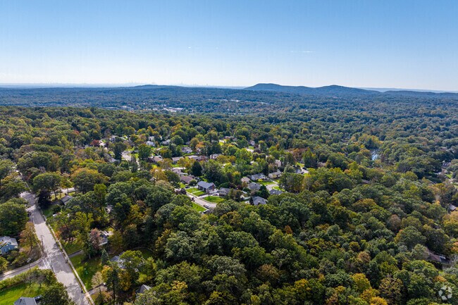 Oakland is a quiet community filled with trees and greenery.
