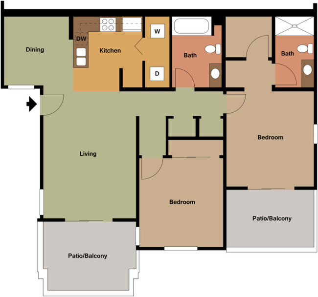 Plano de planta B2 | 929 pies cuadrados - Forge Homestead Apartments