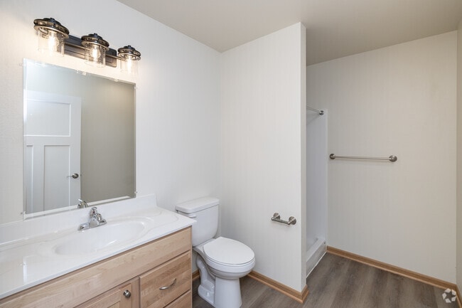 3BR, 2BA - Primary Bathroom - Meadowlark Eco Apartments