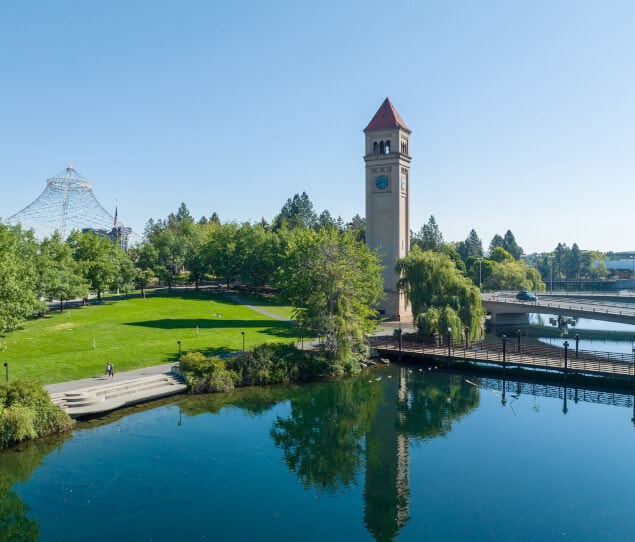 The historic clock tower in Riverfront Park