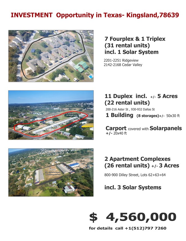 Investment Opportunity in Texas, 79 rental units, +/-8 Acres, 1 Storage building (8 units), 190 kwp - 2245-2251 Ridgeview