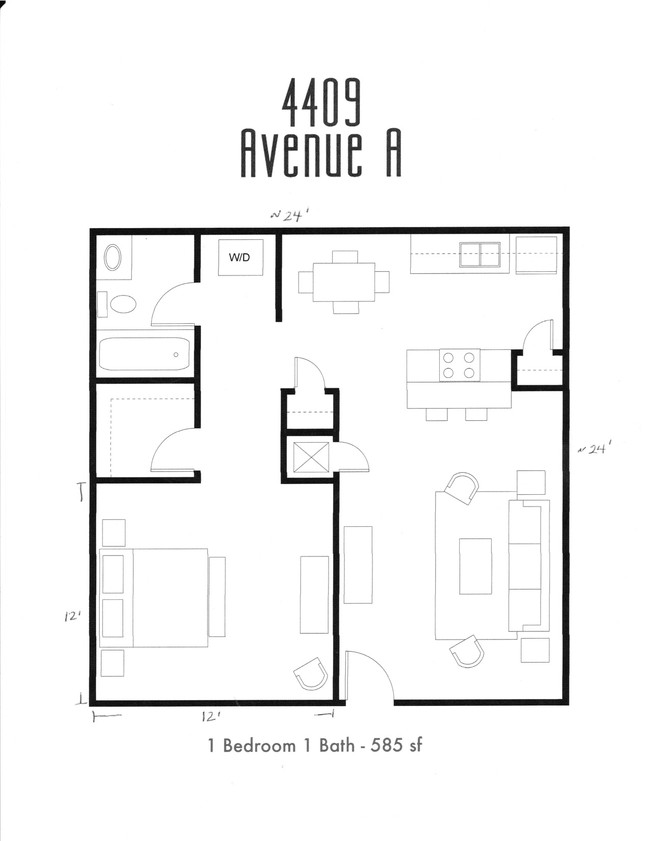 1 Bedroom Floorplan - Stonehouse Apartments