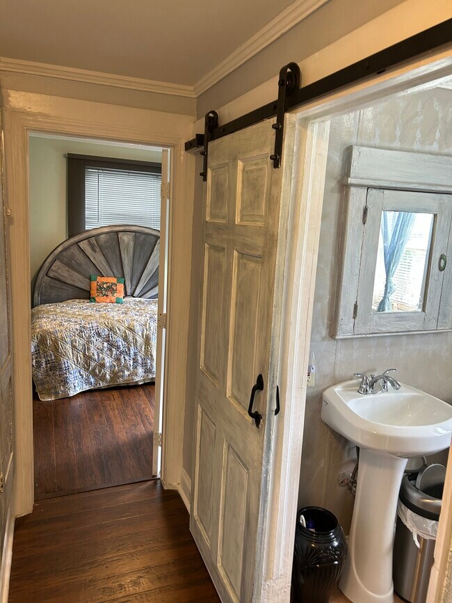 Tiled bathroom w./ Barn Door - 57 Cypress St