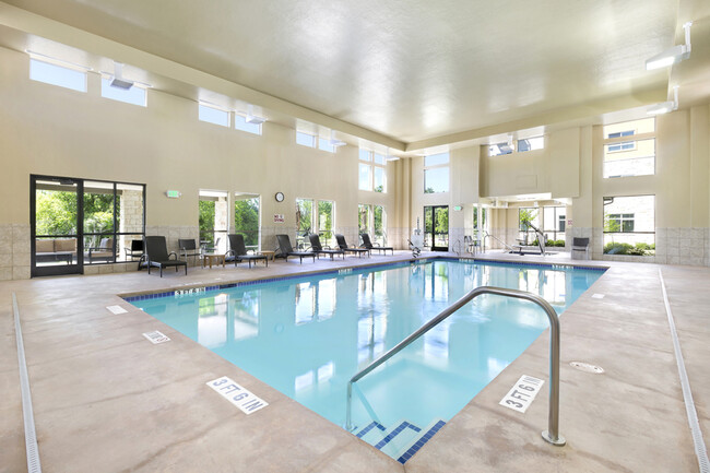 Piscina de interior de agua salada y spa - Affinity at Wells Branch 55+