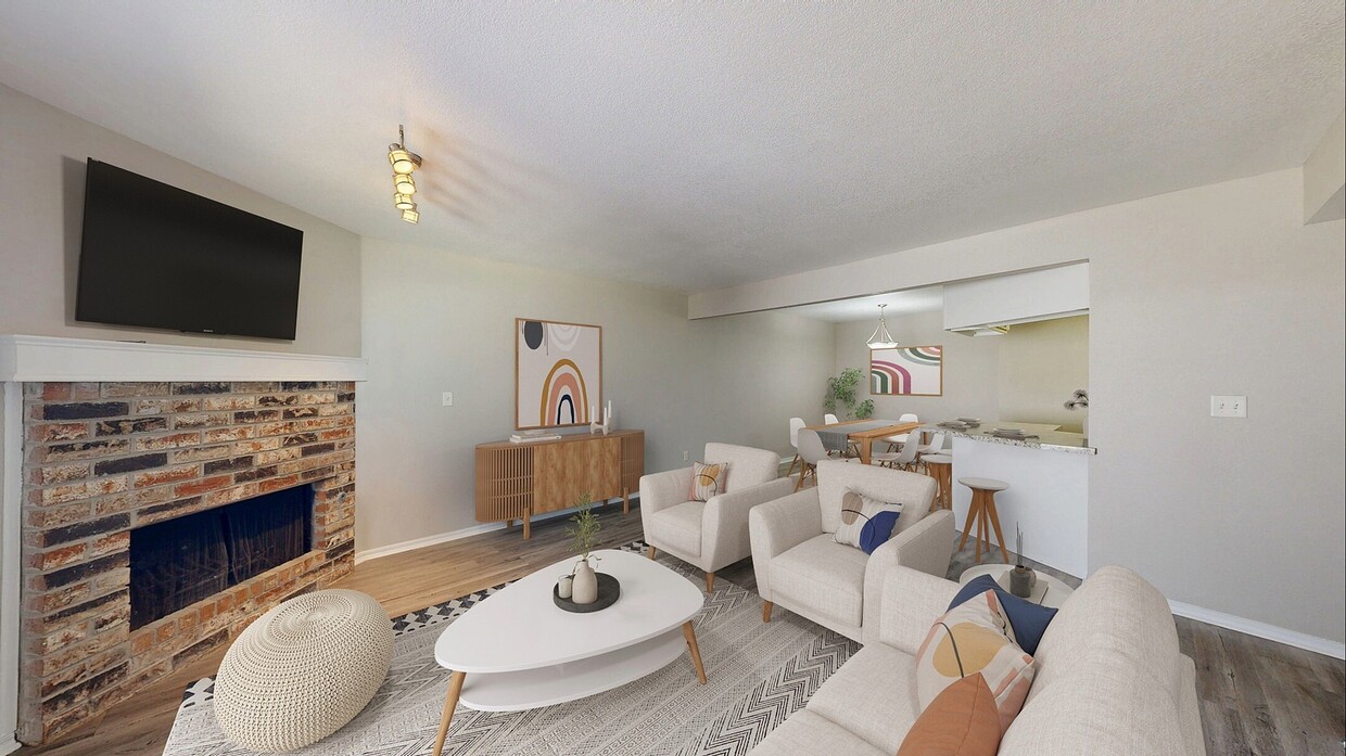 3 Bedroom Open Living Space with Cozy Fireplace - Windrush Apartments