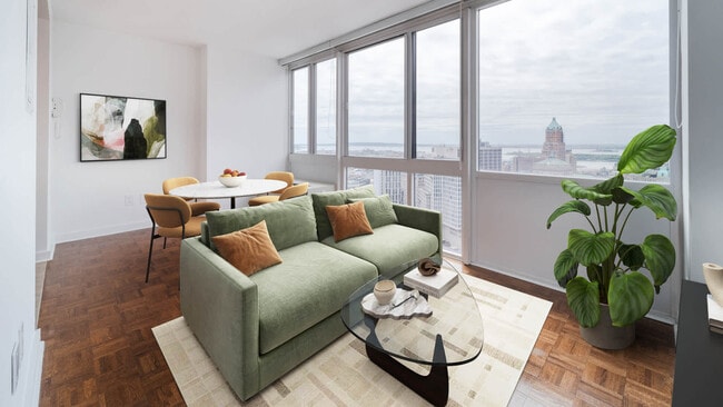 Living Room with Hard Surface Flooring - The Brooklyner