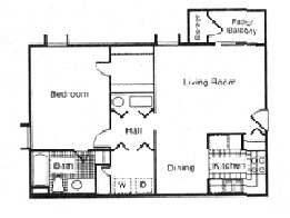 One Bedroom Garden - 850 SF - Cedarwood Apartments