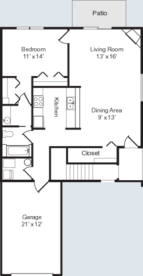 1BR/1BA + Fireplace - Gateway Terrace Apartments