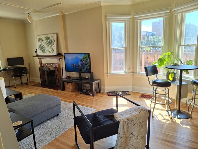 Living Room looking out towards bay windows - 293 South Lafayette Street