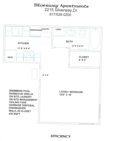 Efficiency Floorplan - Silverway Apartments