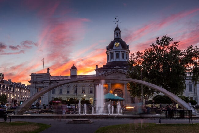 Confederation Arch sits in front of Kingston City Hall.