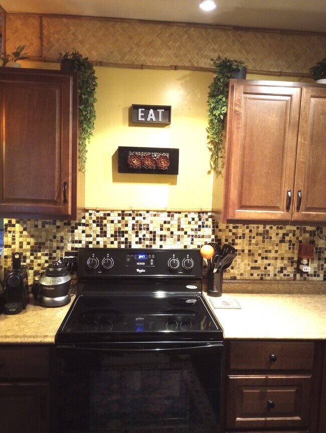 Cocina completa en la unidad (sin horno, placa eléctrica de 4 quemadores). - 281 Kaikea St