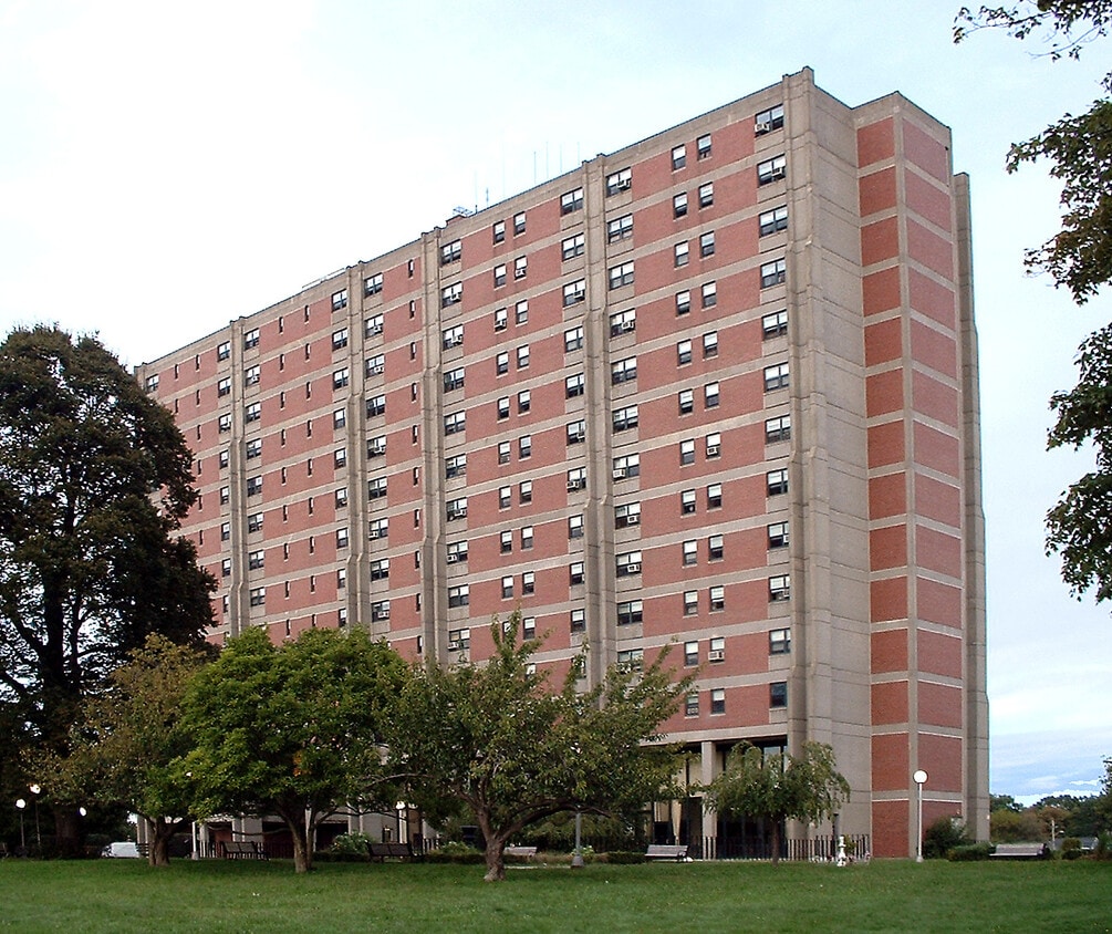 View from the southwest - Cardinal Medeiros Towers
