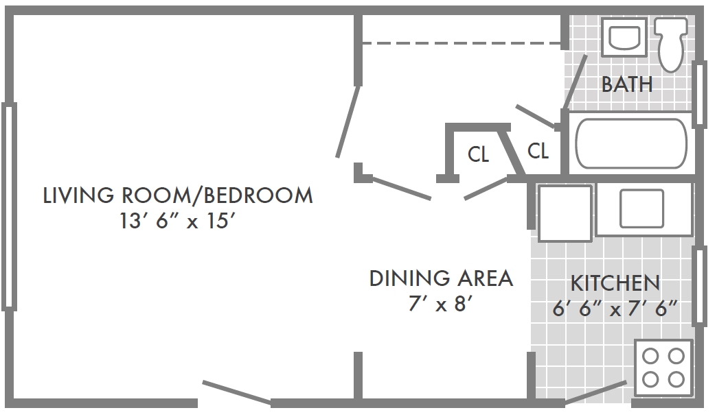 Estudio/1BA - Southwood Apartments - County