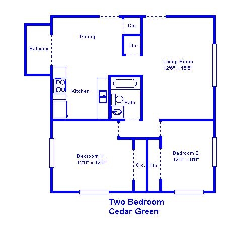 2HAB/1BA - Cedar Green Apartments