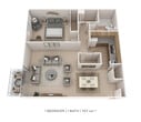 1 Bedroom, 1 Bath 707 sq. ft.