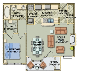 1HAB/1BA - Sutton Oaks