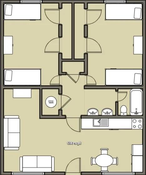 2BR Floor Plan - Casa Dea