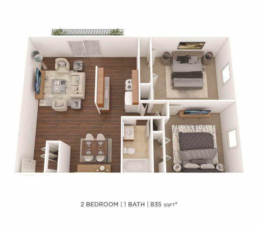 Solon Club Apartment Homes – Two Bedroom-835 sqft
