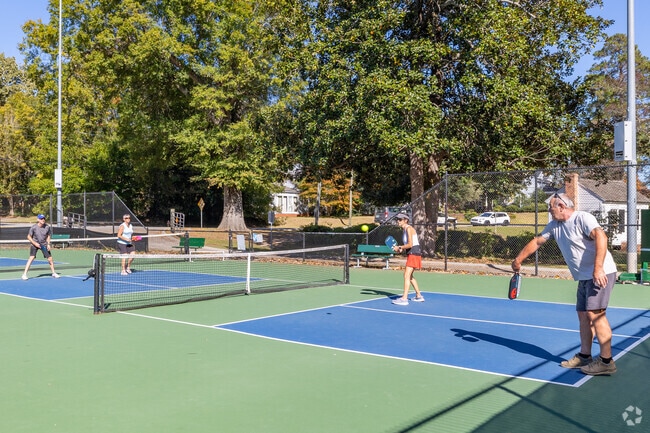 Local residents enjoy the pickleball courts at Timrod Park.