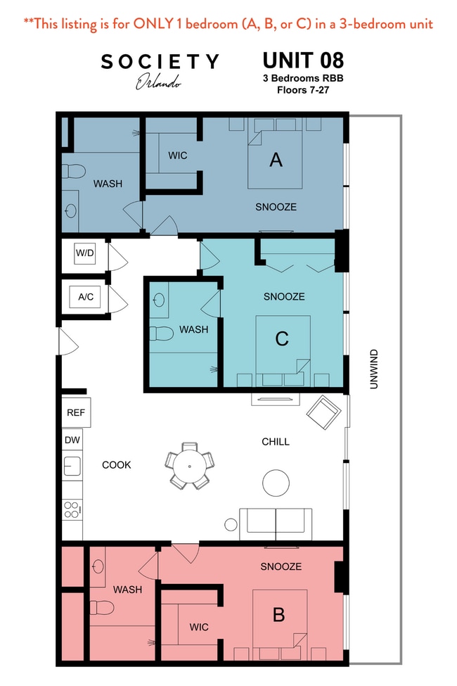 Unit 08_Floors 7-27_C4_RBB - Society Orlando