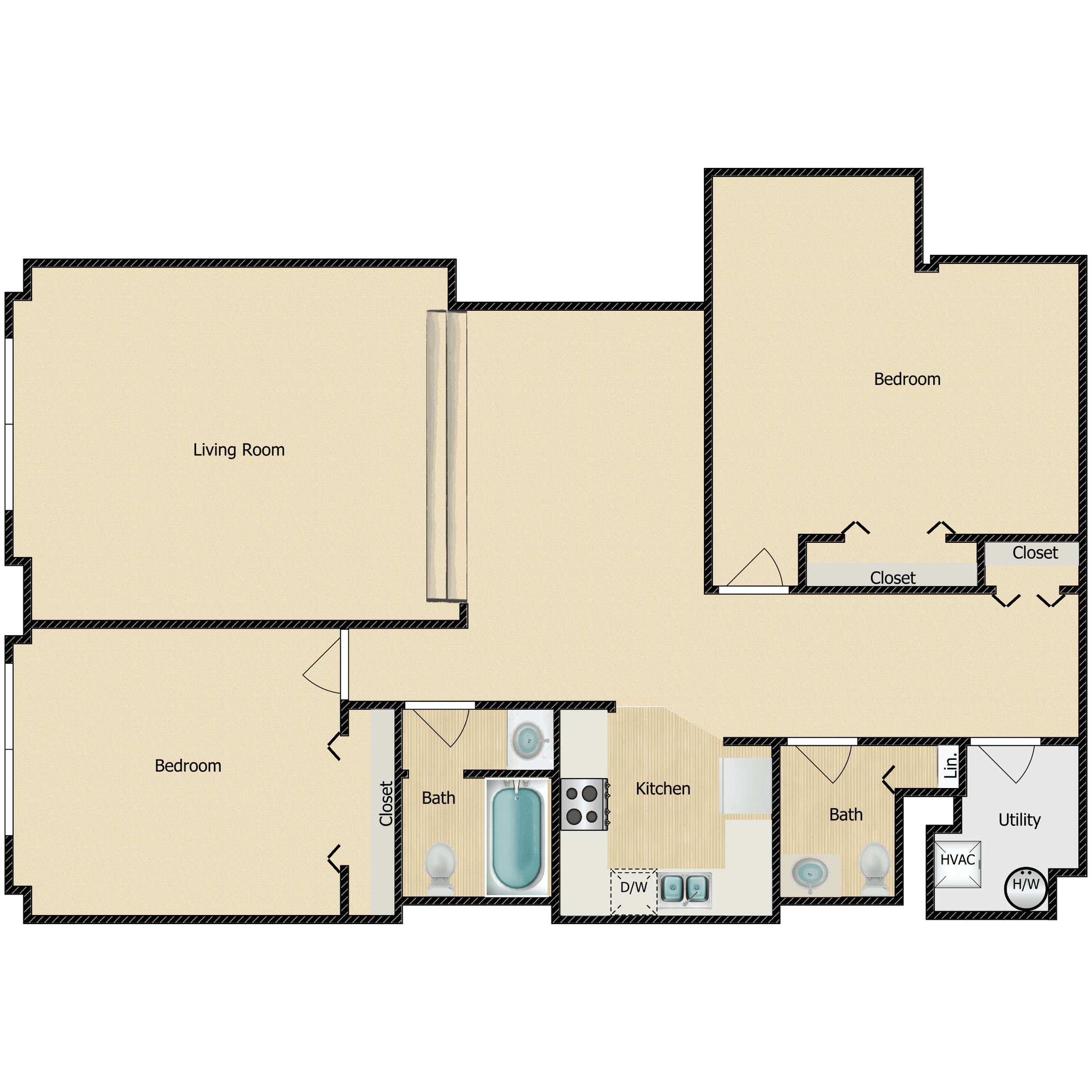 Apartments at Nautica – 2 Bed 1.5 Bath A