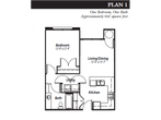 1 Bed 1 Bath Plan 1