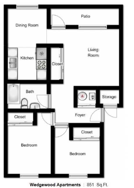 2BR/1BA - Wedgewood Apartments