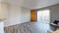 This 690 square foot single-story home in Irving, TX offers a thoughtful layout with 2 bedrooms and 1 bathroom. The property showcases modern updates throughout, creating a fresh and inviting atmosphere. Wood-look flooring extends across the entire space, unifying the design and enhancing the sense of flow between rooms. The primary bedroom, measuring 130 square feet, provides ample space for a comfortable retreat.

The kitchen features crisp white cabinetry, contrasting with a mosaic tile backsplash, and includes essential appliances. The living area is bright and open, with large windows allowing natural light to flood the space. Ceiling fans in the bedrooms and living area offer both comfort and energy efficiency.

The bathroom, while compact, is clean and functional with a shower/tub combination. Two closets provide additional storage solutions. The property's efficient use of space makes it an ideal option for those seeking a low-maintenance home or investment opportunity. Located at 1922 Rock Island Rd, this property combines modern aesthetics with practical living in a convenient Irving location.