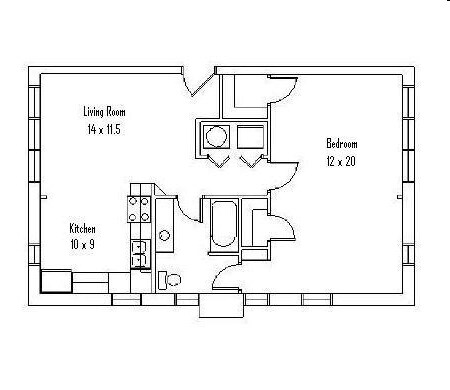 Plano de planta 1hab/1ba - Grace Manor Apartments