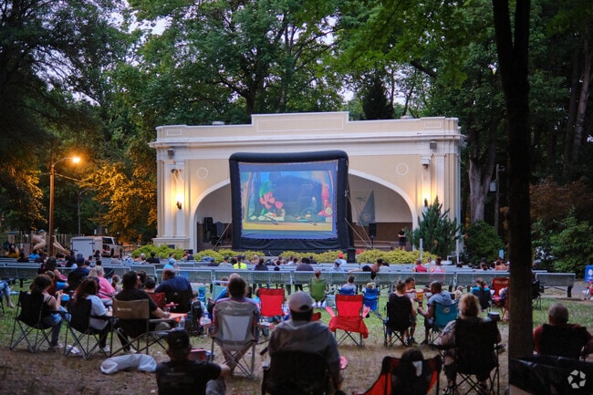 Residents gather in the Hagerstown City Park for movie night.