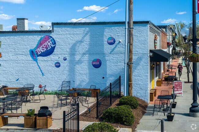 A creative mural in the Historic Downtown Pineville.