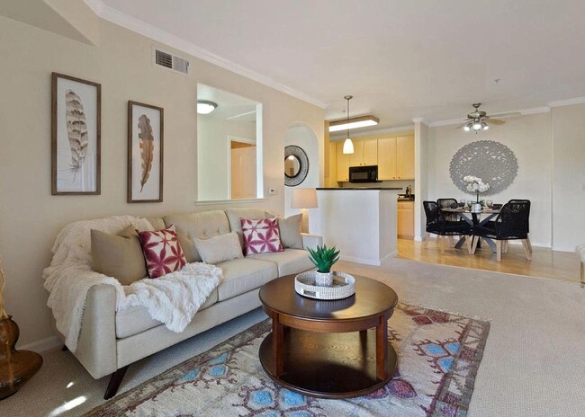 View from balcony looking into living room, dining area , and kitchen - 801 S Winchester Blvd