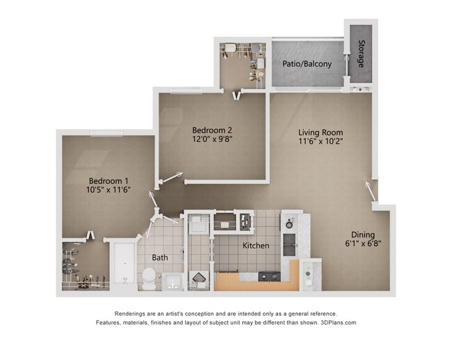 Jennings_2 dormitorios_1 baño_967 pies cuadrados - Legacy at Fort Clarke