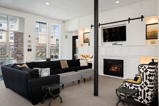 Clubhouse social area with fireplace - The Haven at Shoal Creek