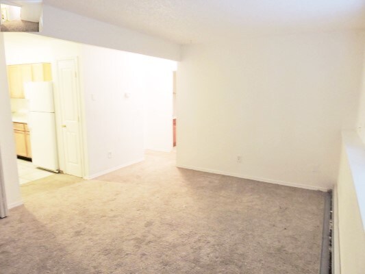 Carpeted livingroom connects to kitchen. - 4004 E 8th Ave