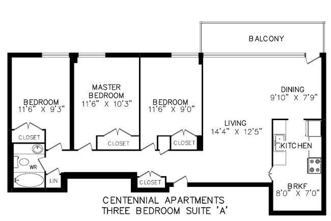 3BR/1BA - Centennial Apartments