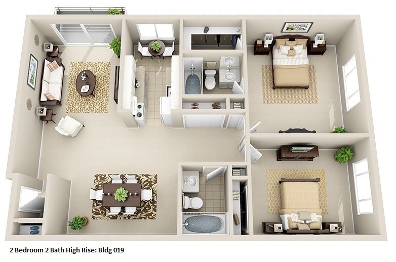 Huntington Green Apartments – High-Rise 2 Bedroom, 2 Bath