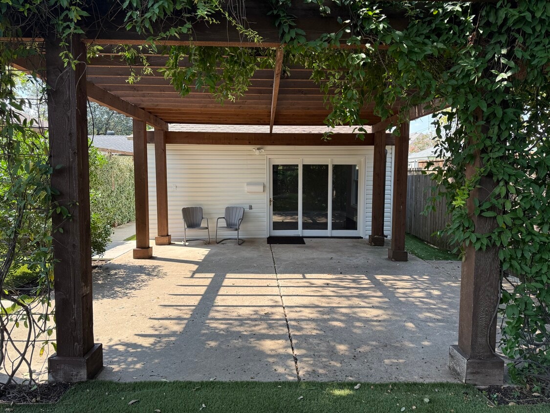 Exterior, showing pergola and shaded patio - 3925 Gaspar Dr