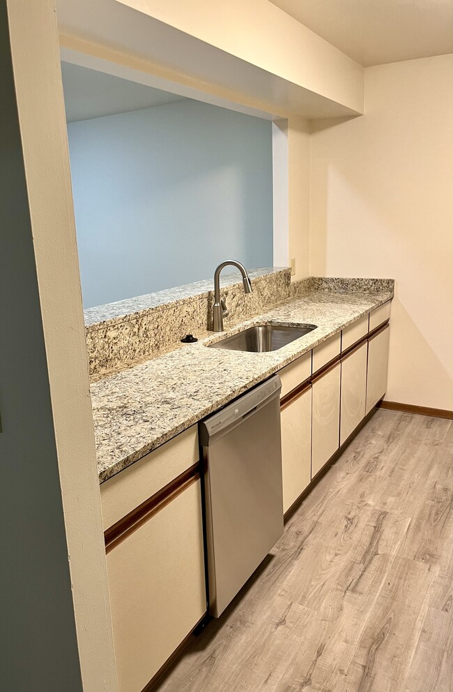 Kitchen sink/ Dishwasher/ Granite - Robinwood Apartments