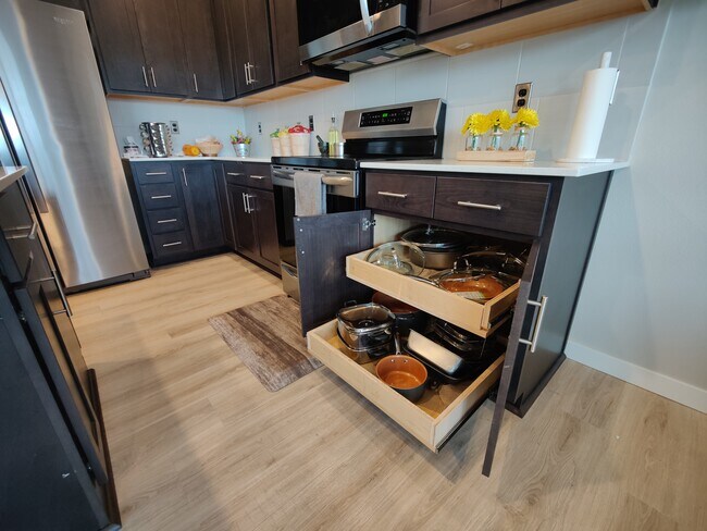 Custom made pull out drawers for maximum capacity - 1621 Seattle Hill Rd