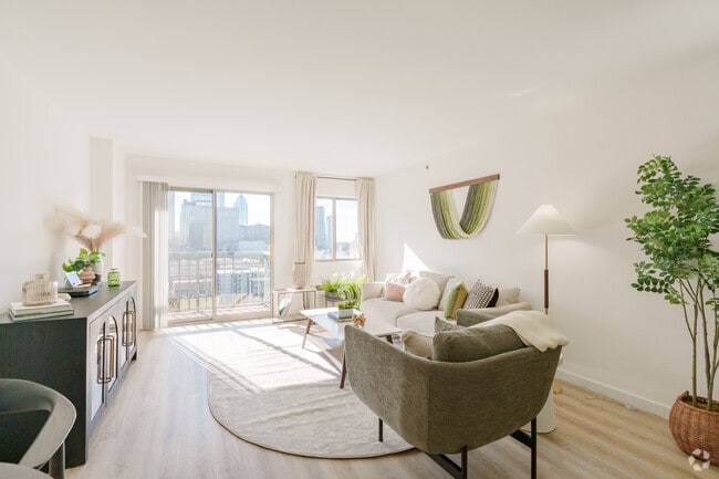 1BR, 1 BA - 768SF - Living Room Angle 1 - North X Northwest Apartments