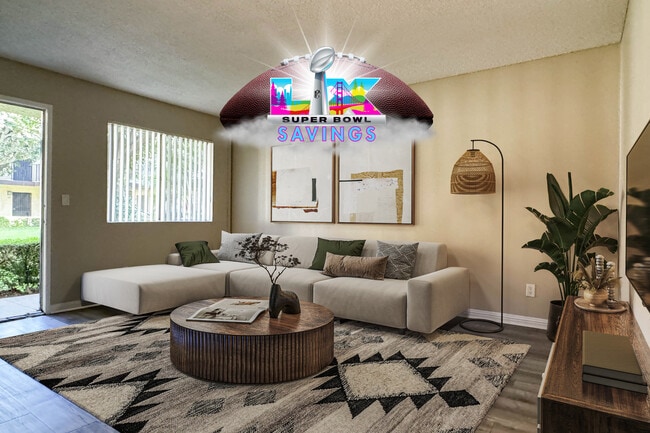 1 BR, 1 BA - Living Room - Orange Terrace Apartments