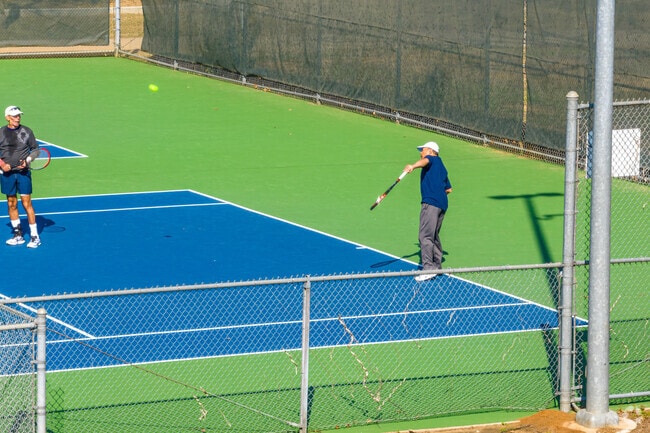 The tennis courts at Bob Eden Park are a great place for residents practice their volleying.