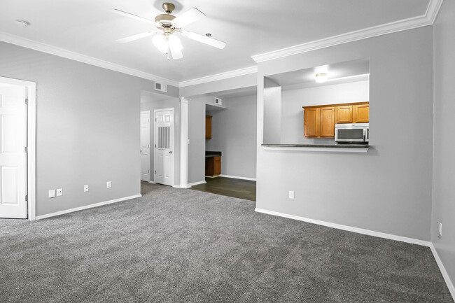 Living Room and Kitchen Highland Pointe of Maumelle - Highland Pointe Apartments of Maumelle