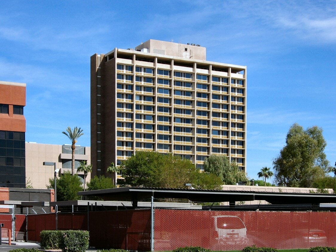 View to the north from East Clarendon Avenue - Fellowship Towers