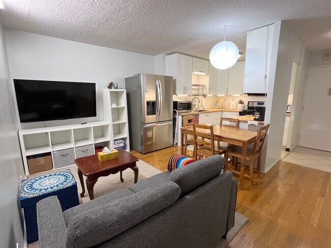 Cocina abierta recientemente renovada que se conecta al comedor/sala de estar. - 33 Pond Ave